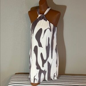 SHEIN Brown and White Halter Mini Dress
